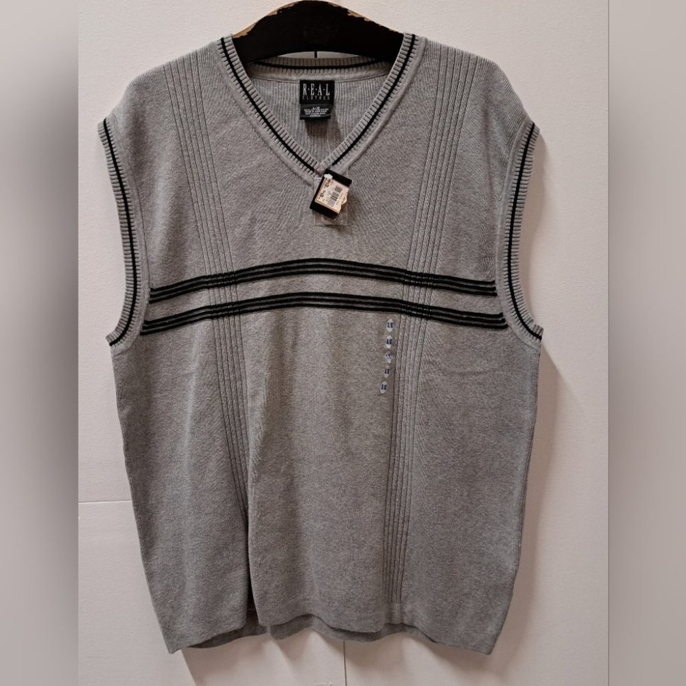 NWT Vintage Real Clothes Men's Sweater Vest Hudson Bay Ribbed 90s Y2K sz Large